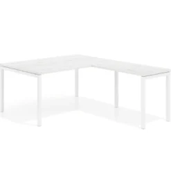 Mesa de dirección en L Kube fondo 100 con ala ancha, estructura blanca