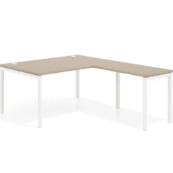Mesa de dirección en L Kube fondo 100 con ala ancha, estructura blanca