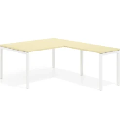 Mesa de dirección en L Kube fondo 100 con ala ancha, estructura blanca