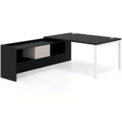 Mesa de dirección en L Kube fondo 100cm con ala+cajones WorkPlus estructura blanco