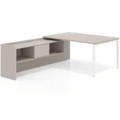 Mesa de dirección en L Kube fondo 100cm con ala+cajones WorkPlus estructura blanco