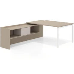 Mesa de dirección en L Kube fondo 100cm con ala+cajones WorkPlus estructura blanco
