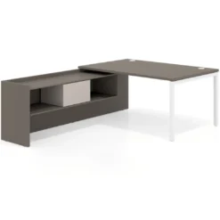 Mesa de dirección en L Kube fondo 100cm con ala+cajones WorkPlus estructura blanco