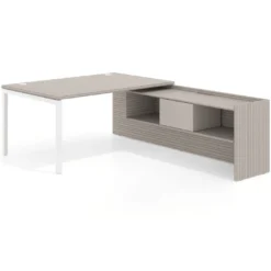 Mesa de dirección en L Kube fondo 100cm con ala+cajones WorkPlus estructura blanco