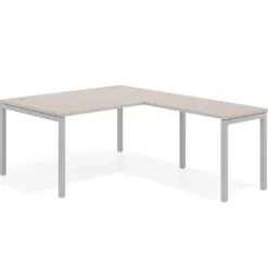 Mesa de dirección en L Kube fondo 100 con ala ancha, estructura aluminio