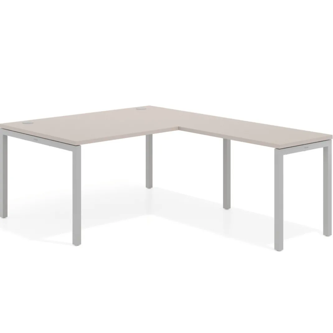 Mesa de dirección en L Kube fondo 100 con ala ancha, estructura aluminio