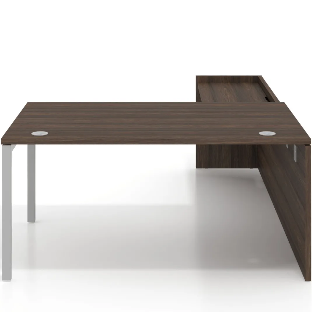 Mesa de dirección en L Kube fondo 100cm con ala WorkPlus estructura aluminio
