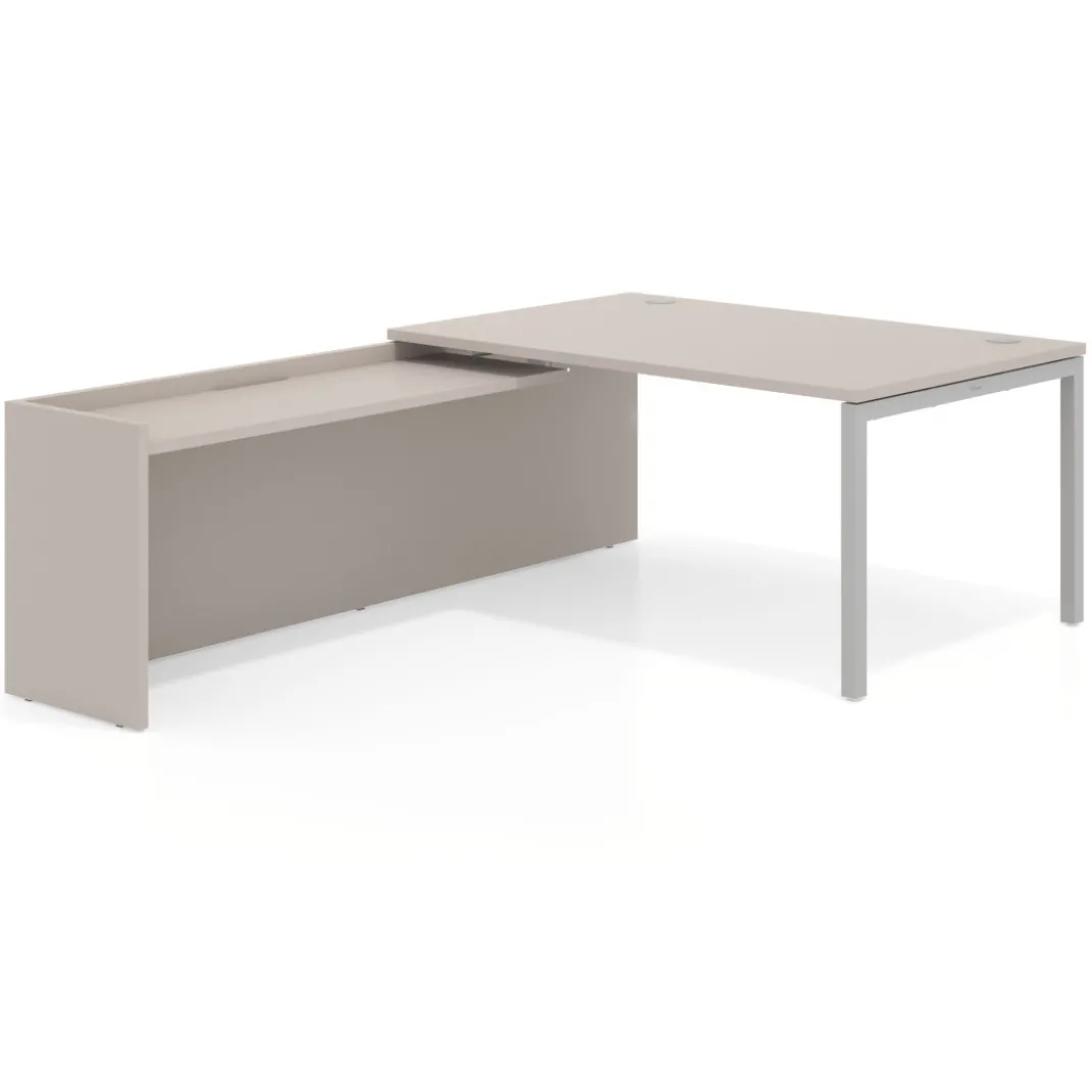 Mesa de dirección en L Kube fondo 100cm con ala WorkPlus estructura aluminio