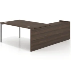 Mesa de dirección en L Kube fondo 100 con ala ancha, estructura aluminio