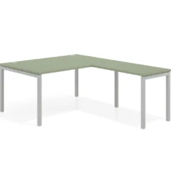 Mesa de dirección en L Kube fondo 100cm con ala WorkPlus estructura aluminio