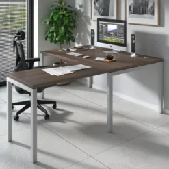 Mesa de dirección en L Kube fondo 100cm con ala WorkPlus estructura aluminio