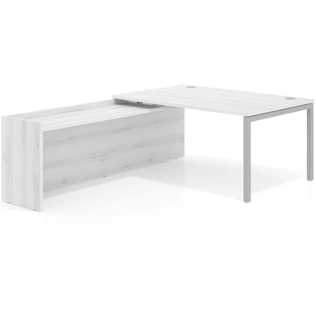 Mesa de dirección en L Kube fondo 100cm con ala WorkPlus estructura aluminio