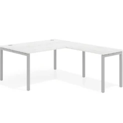 Mesa de dirección en L Kube fondo 100 con ala ancha, estructura aluminio