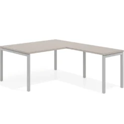 Mesa de dirección en L Kube fondo 100 con ala ancha, estructura aluminio