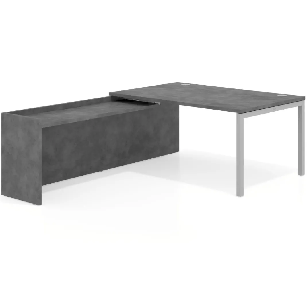 Mesa de dirección en L Kube fondo 100cm con ala WorkPlus estructura aluminio