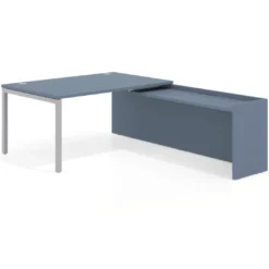Mesa de dirección en L Kube fondo 100cm con ala WorkPlus estructura aluminio
