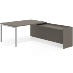 Mesa de dirección en L Kube fondo 100cm con ala WorkPlus estructura aluminio