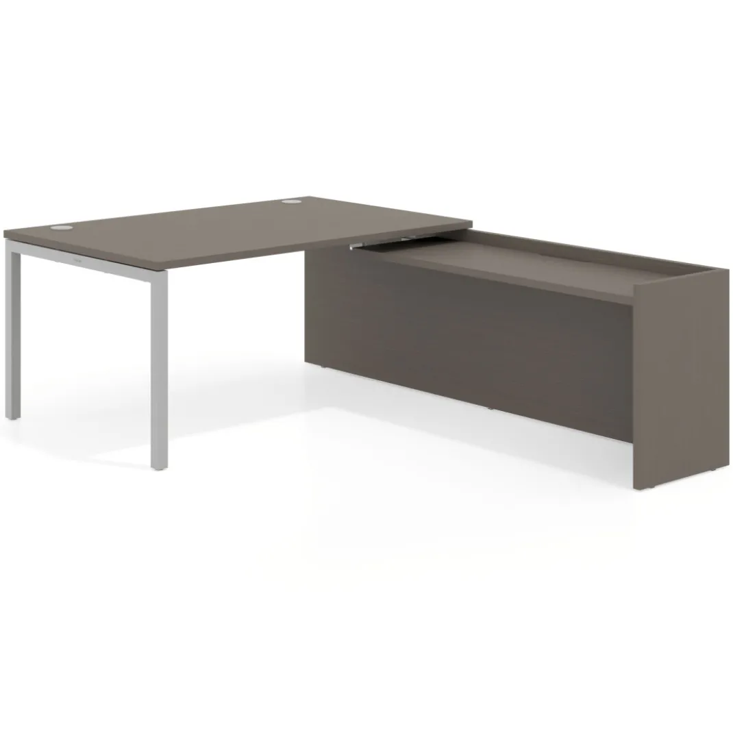 Mesa de dirección en L Kube fondo 100cm con ala WorkPlus estructura aluminio