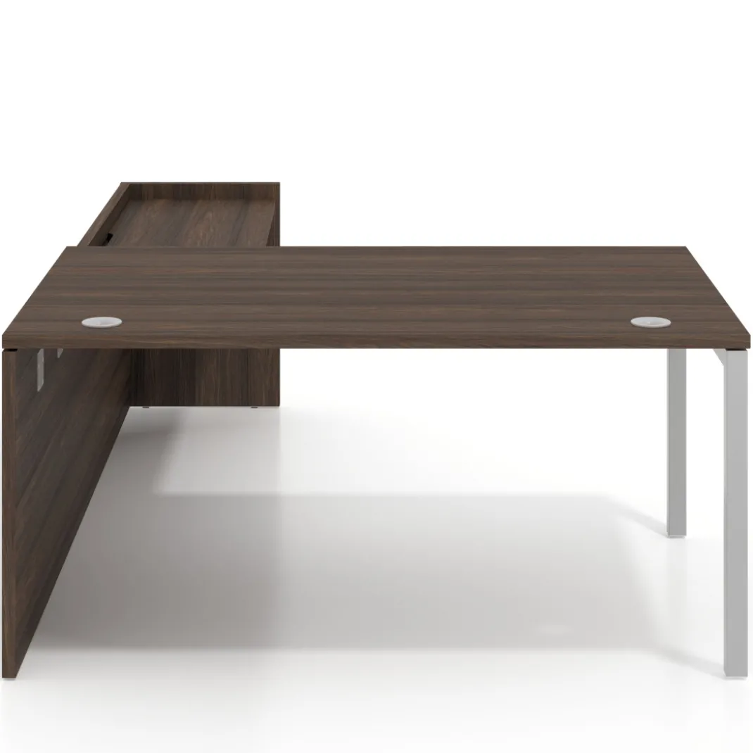 Mesa de dirección en L Kube fondo 100cm con ala WorkPlus estructura aluminio
