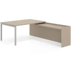 Mesa de dirección en L Kube fondo 100cm con ala WorkPlus estructura aluminio