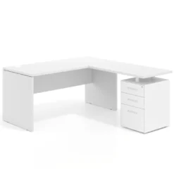 Mesa de escritorio con cajones Work fondo 68, frontales metal, estructura monocolor
