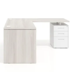 Mesa de escritorio con cajones Work fondo 68, frontales metal, estructura bicolor