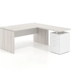 Mesa de escritorio con cajones Work fondo 80, frontales metal, estructura bicolor