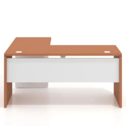 Mesa de Escritorio con cajones en L Work Plus, ala corta, fondo 60, frontales de metal diseño bicolor