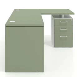 Mesa de Escritorio con cajones en L Work Plus, ala corta, fondo 60, frontales melamina diseño bicolor