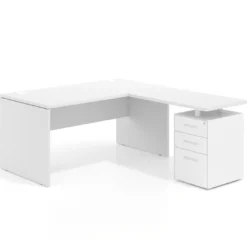 Mesa de escritorio con cajones Work fondo 80, frontales metal, estructura monocolor