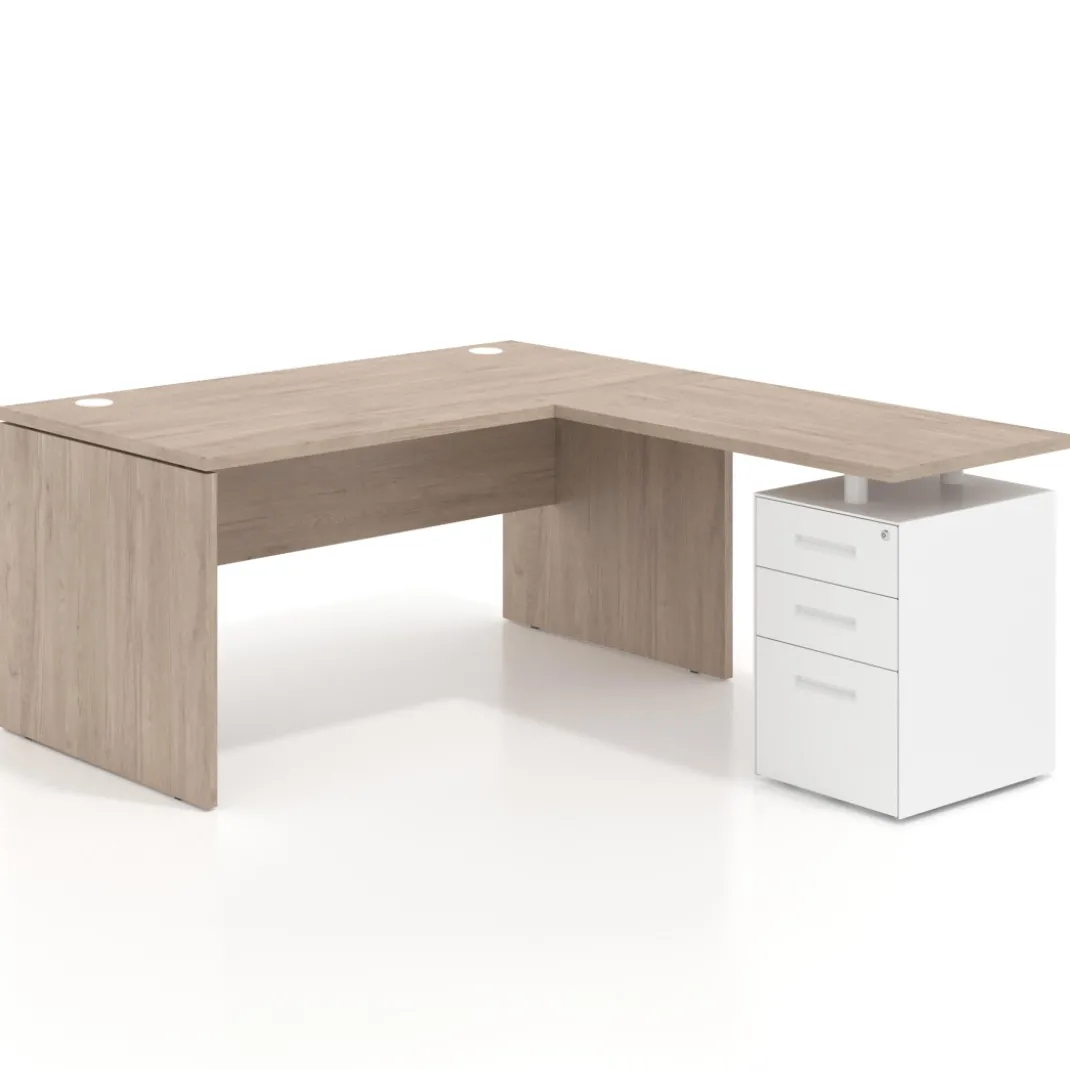 Mesa de escritorio con cajones Work fondo 80, frontales metal, estructura monocolor