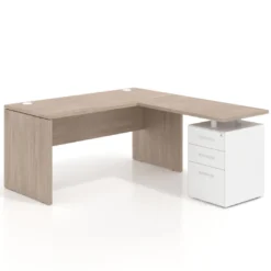 Mesa de escritorio con cajones Work fondo 68, frontales metal, estructura monocolor