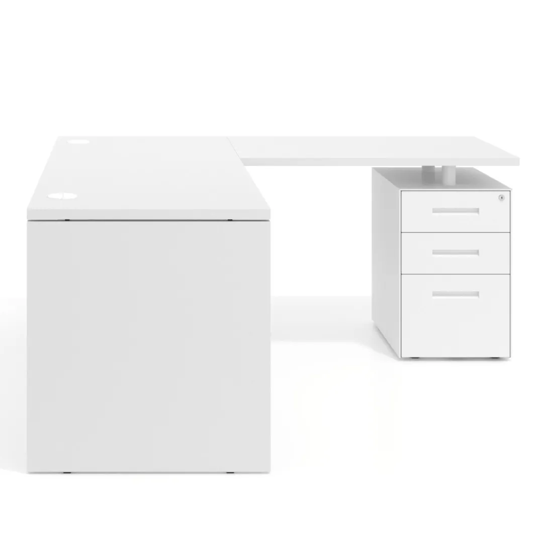 Mesa de escritorio con cajones Work fondo 68, frontales metal, estructura monocolor