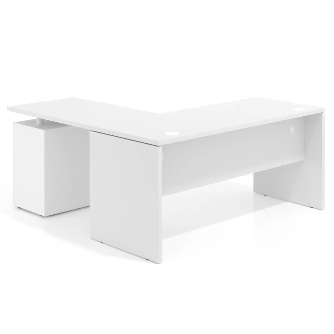 Mesa de escritorio con cajones Work fondo 68, frontales metal, estructura monocolor