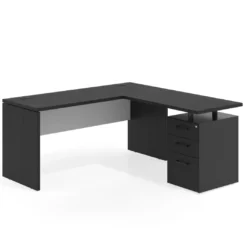 Mesa de Escritorio con cajones en L Work Plus fondo 60, frontales melamina estructura bocamina