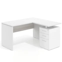 Mesa de escritorio con cajones Work fondo 60, frontales metal, estructura bicolor