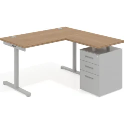Mesa de Escritorio con cajones, fondo 68cm, estructura aluminio, ala corta, pedestal metálico