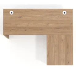 Mesa de Escritorio con cajones en L Work Plus, ala corta, fondo 60, frontales de metal estructura naturale