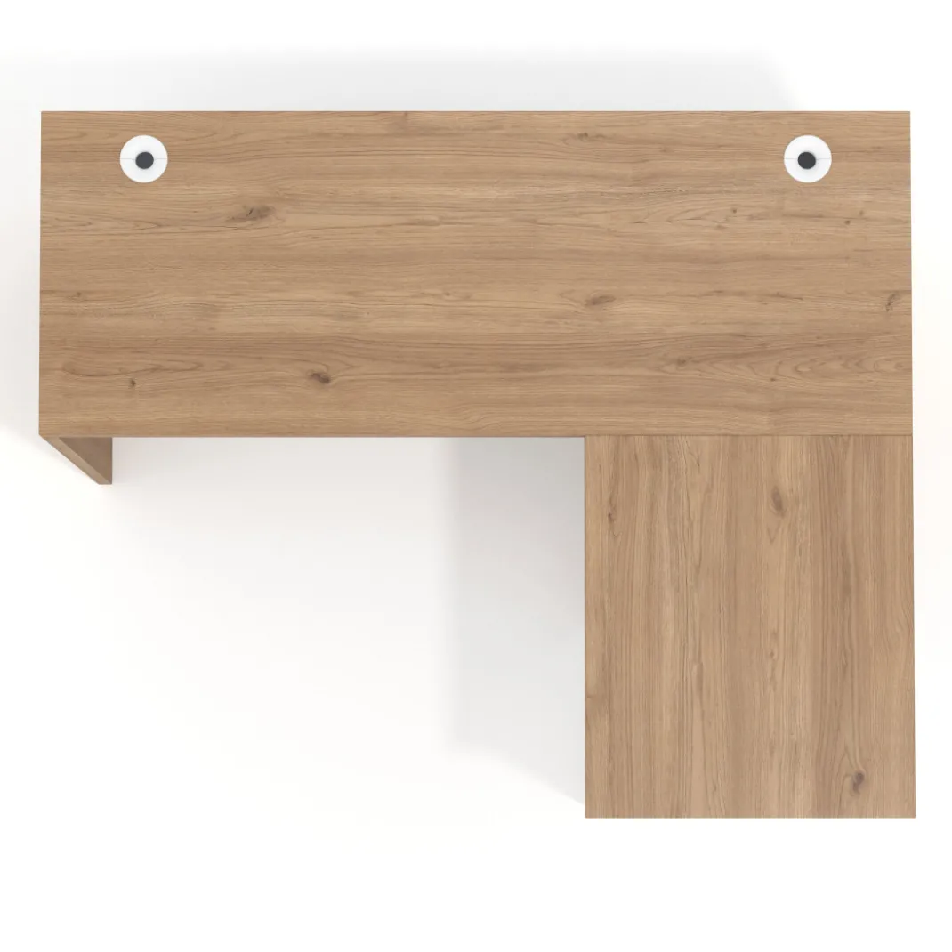 Mesa de Escritorio con cajones en L Work Plus, ala corta, fondo 60, frontales de metal estructura naturale
