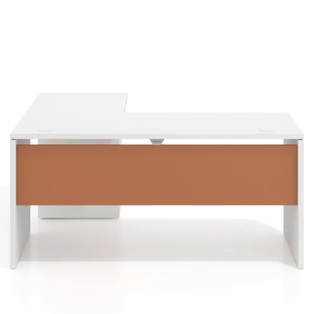Mesa de Escritorio con cajones, fondo 68cm, estructura negra, ala corta, pedestal metálico