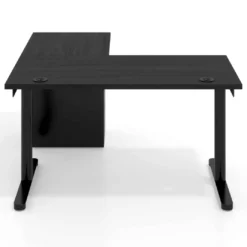 Mesa de Escritorio con cajones, fondo 68cm, estructura negra, ala corta, pedestal metálico