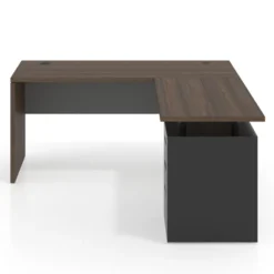 Mesa de Escritorio con cajones en L Work Plus fondo 60, frontales de metal estructura mistral