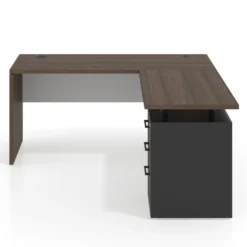 Mesa de Escritorio con cajones en L Work Plus fondo 60, frontales melamina estructura mistral