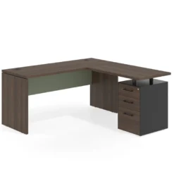 Mesa de Escritorio con cajones en L Work Plus fondo 60, frontales melamina estructura mistral