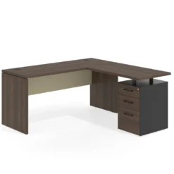 Mesa de Escritorio con cajones en L Work Plus fondo 60, frontales melamina estructura mistral