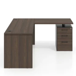 Mesa de Escritorio con cajones en L Work Plus fondo 60, frontales melamina estructura mistral