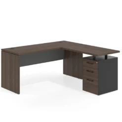 Mesa de Escritorio con cajones en L Work Plus fondo 60, frontales melamina estructura mistral