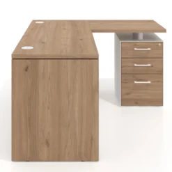 Mesa de Escritorio con cajones en L Work Plus, ala corta, fondo 60, frontales melamina diseño monocolor