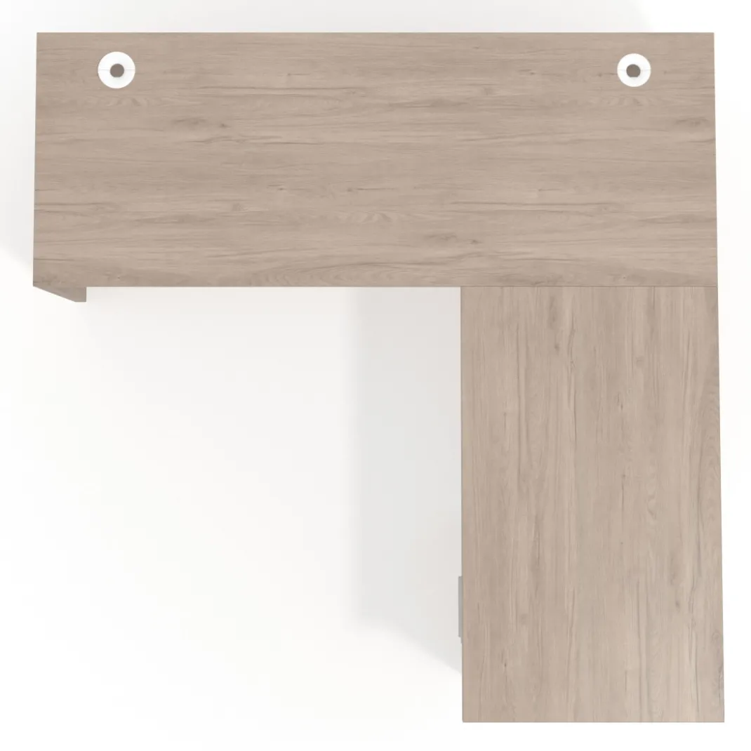 Mesa de Escritorio con cajones en L Work Plus fondo 60, frontales melamina diseño monocolor