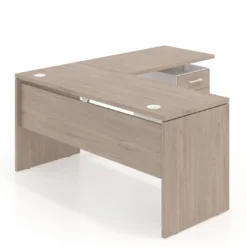Mesa de Escritorio con cajones en L Work Plus fondo 60, frontales melamina diseño monocolor